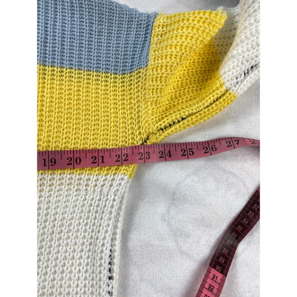 Full Circle Trends Womens L Sweater Color Block Chewed Hem Crop Long Sleeve NEW - Picture 5 of 8